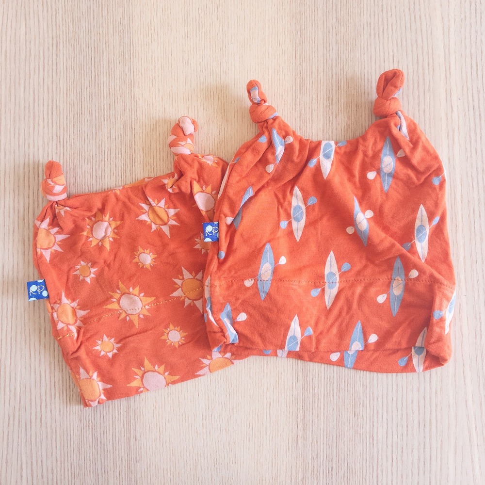 KicKee Pants Knotted Beanie Hat Orange Sun Kayak Bamboo Newborn NB-3 Months